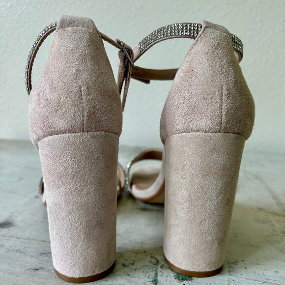 Steve Madden Kalina Embellished Rhinestone ankle strap heels sandal bling tan 8 - Picture 9 of 11